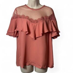 Ruffled Lace Yoke Blouse